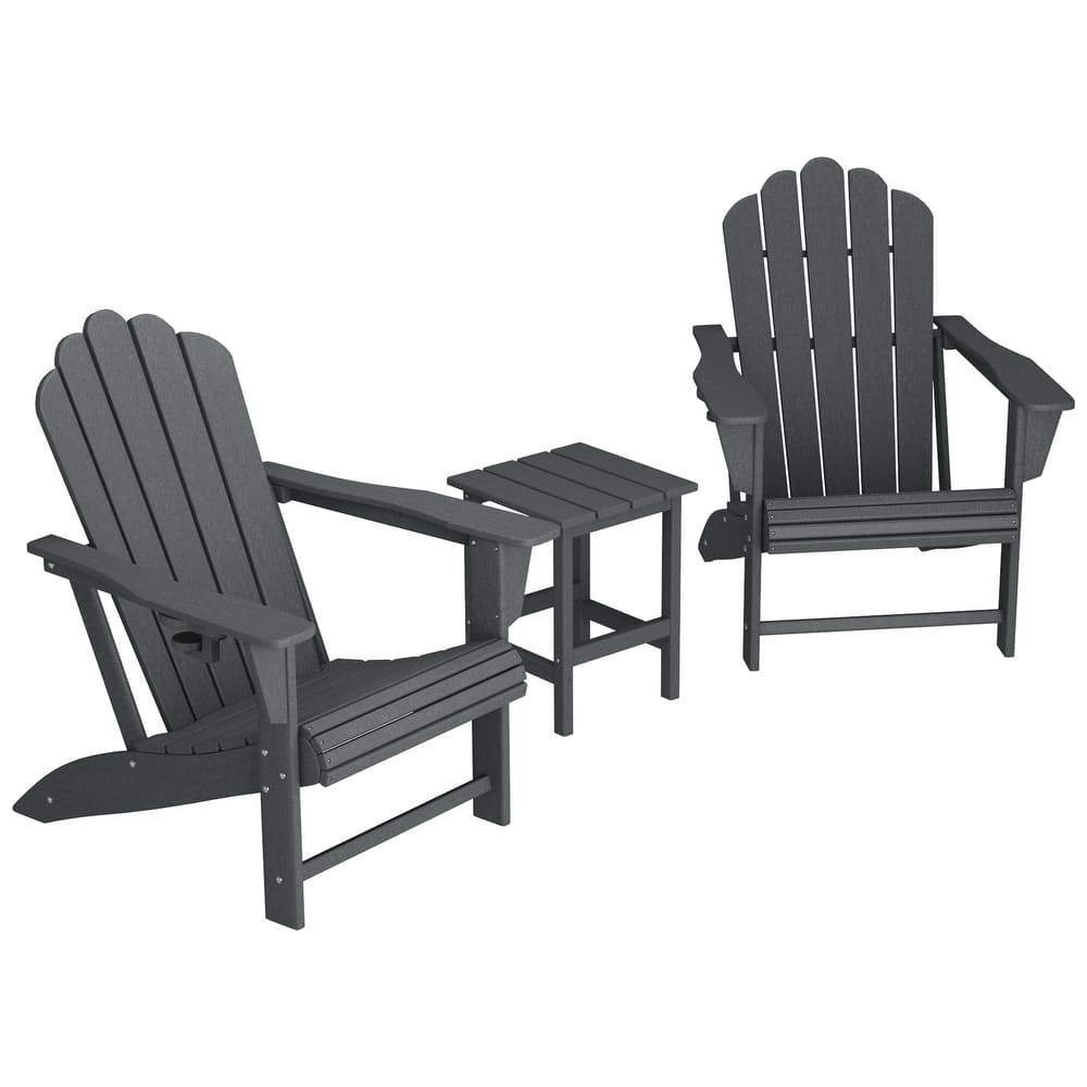 Aderson Outdoor Poly Adirondack Chair with Side Table 3-Piece Set