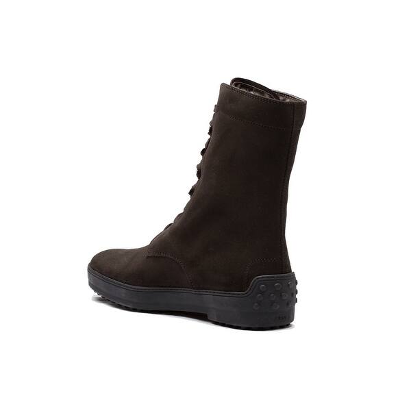 Shop Tod S Men S Suede Sivaletto Winter Gommini Boot Shoes Brown