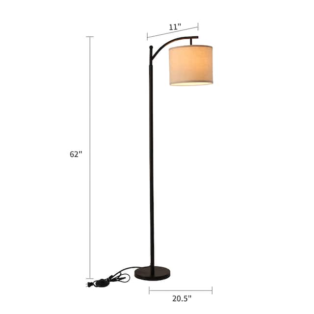 Cedar Hill 62" Modern Arched Floor Lamp with Beige Linen lamp Shade - Black
