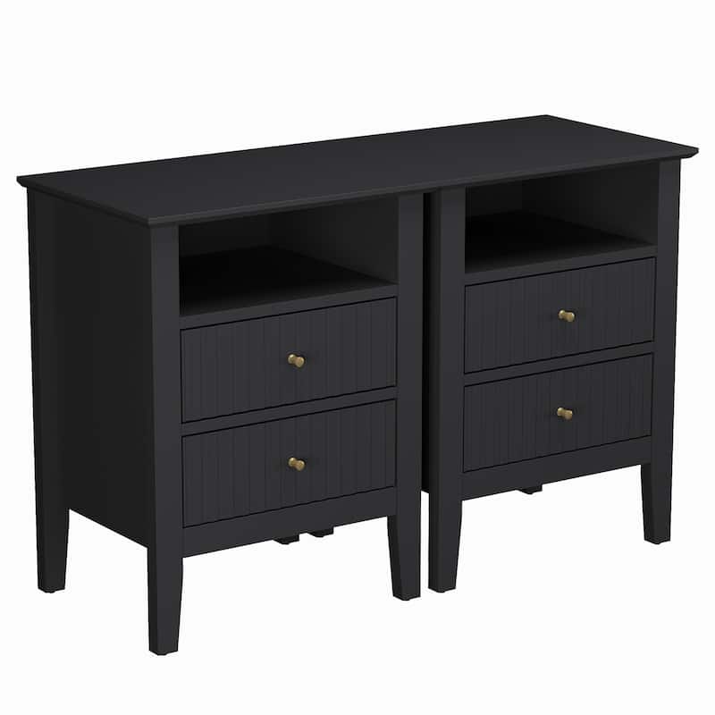 Nightstand with 2 Drawers, Set of 2