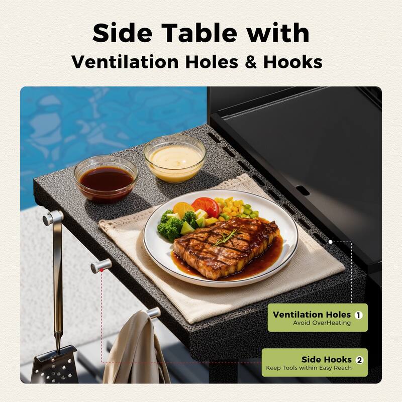 MAISON ARTS 3-in-1 All-in-One Propane Gas Grill with 482 Sq. In. Cooking Area, 52,000 BTU