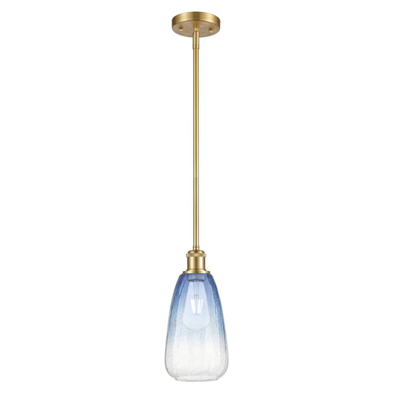 Innovations Lighting Endless Possibilities Ballston - Brookhaven Almond - 1 Light 6" Stem Hung Mini Pendant - Satin Gold/Sapphire Blue