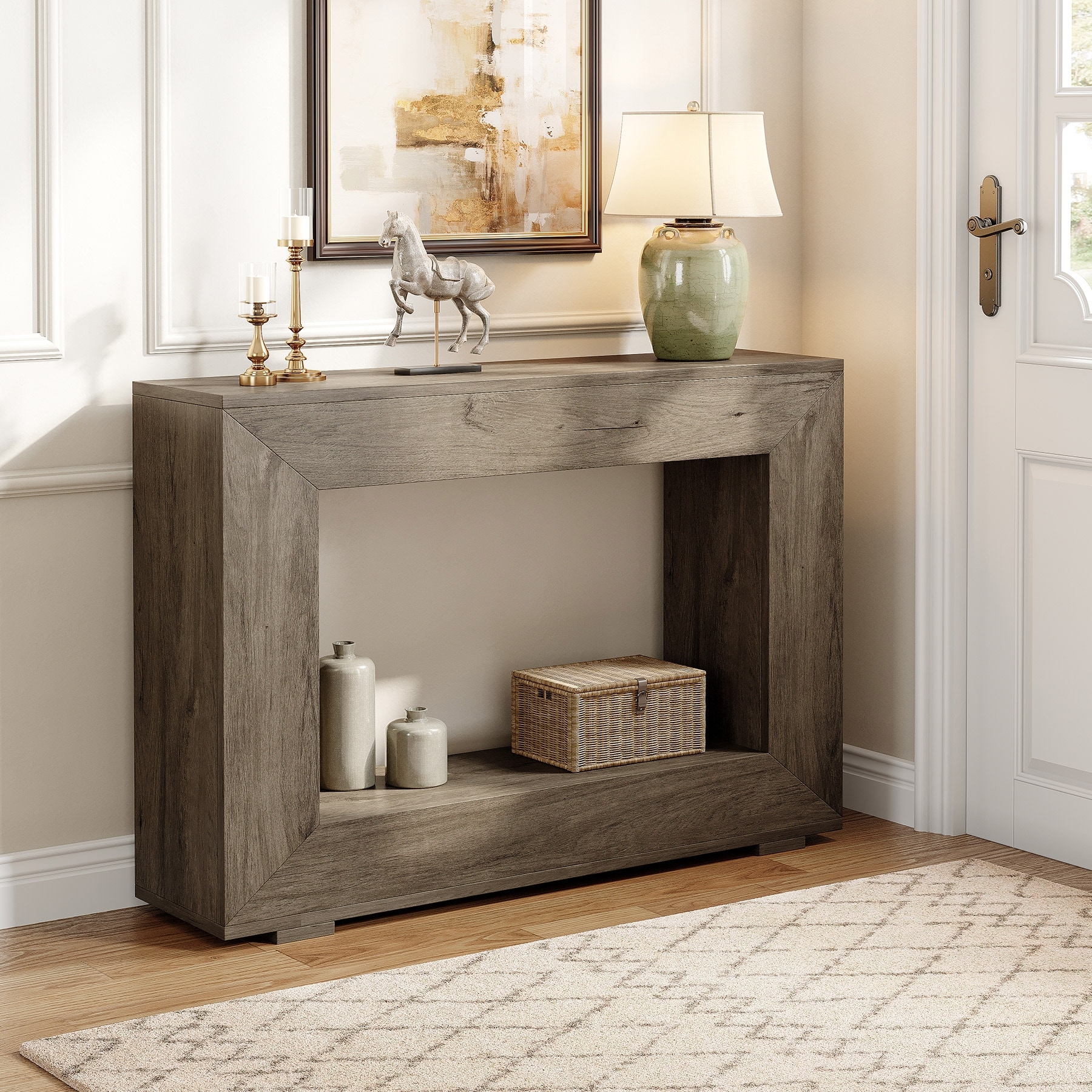 47-inch Wooden Sofa Console Table for Entryway, Living Room