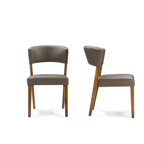 Montreal Mid Century Dark Walnut Wood Grey Faux Leather Dining Chairs 2pcs Overstock 20726404