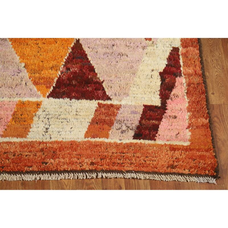 Trellis Moroccan Oriental Rug Hand-Knotted Bedroom Wool Carpet - 5'6" x 6'6"