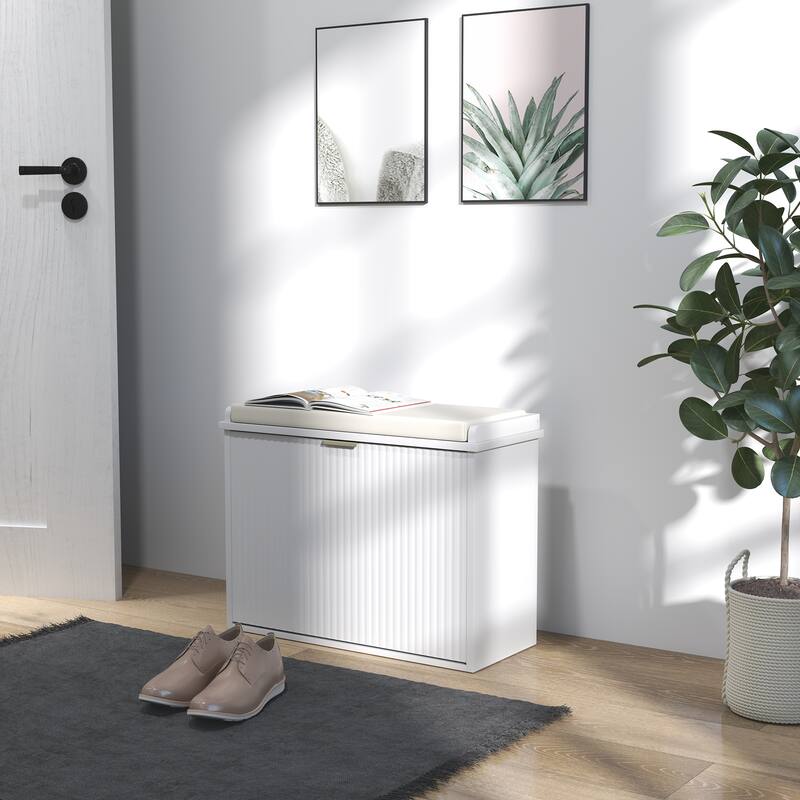 Particleboard and MDF Shoe Storage Bench with Cushion Seat and Drawer Cabinet