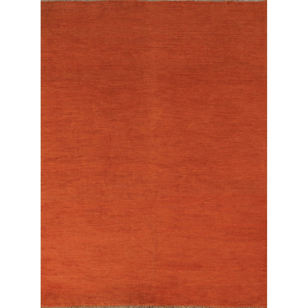Orange Indian Gabbeh Oriental Rug Hand-Knotted Wool Carpet - 4'6" x 6'5"