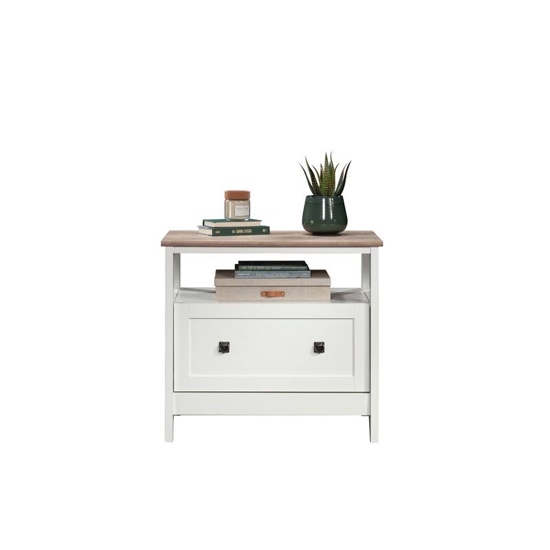 Wood Lateral File with Large Drawer, White