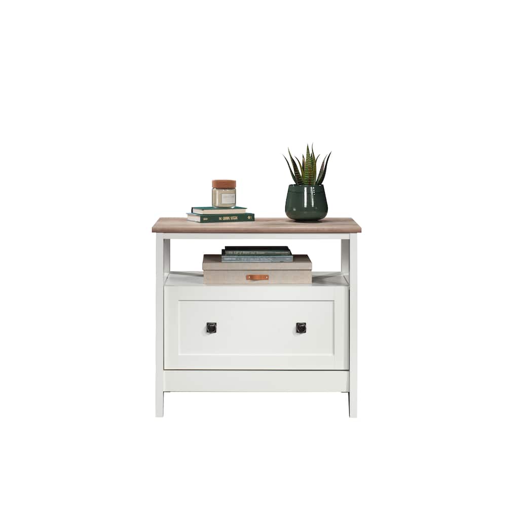 Wood Lateral File with Large Drawer, White