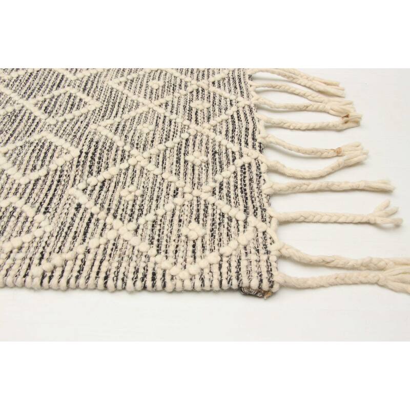 ECARPETGALLERY Braid weave Sienna Black Wool Rug - 5'1 x 8'3