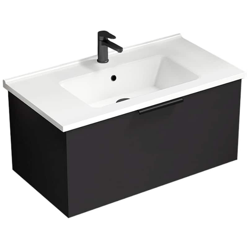 Nameeks Bodrum-3318-W Bodrum 33" Wall Mounted Single Basin Vanity Set - Matte Black