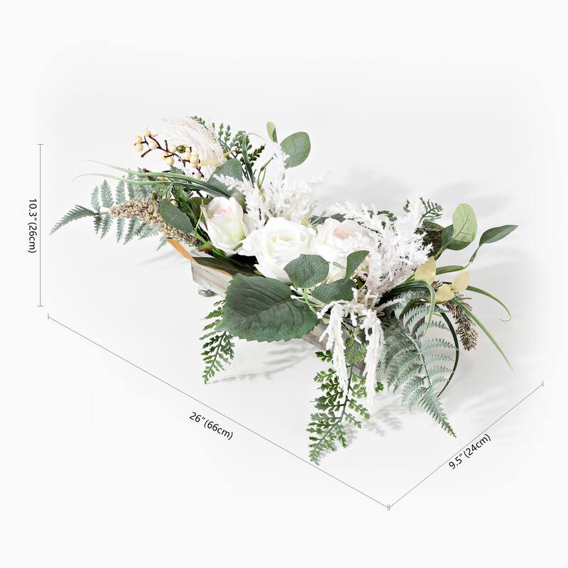 SAFAVIEH Sterica Faux 10-inch Rose & Fern Potted Arrangement - 26" W x 10" D x 10" H - 26Wx10Dx10H