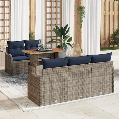 vidaXL 6 Piece Garden Sofa Set with Cushions - 69.3×24.4×27.2