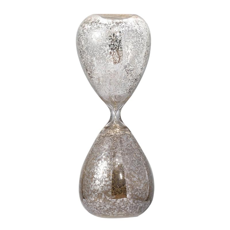 10" Peleus 60-Minute Silvered Hourglass, Bisque Sand