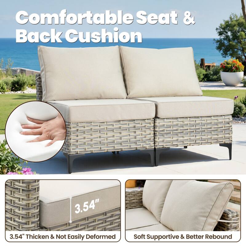 HOOOWOOO 10-piece Wicker Patio Furniture Set Sectional Sofa with Swivel Chair