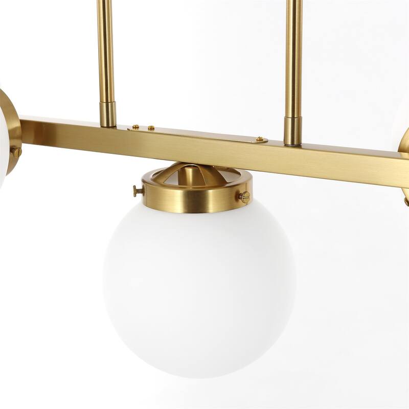 Modern Chandelier Sputnik Brass 5-Light Opal Glass 36"