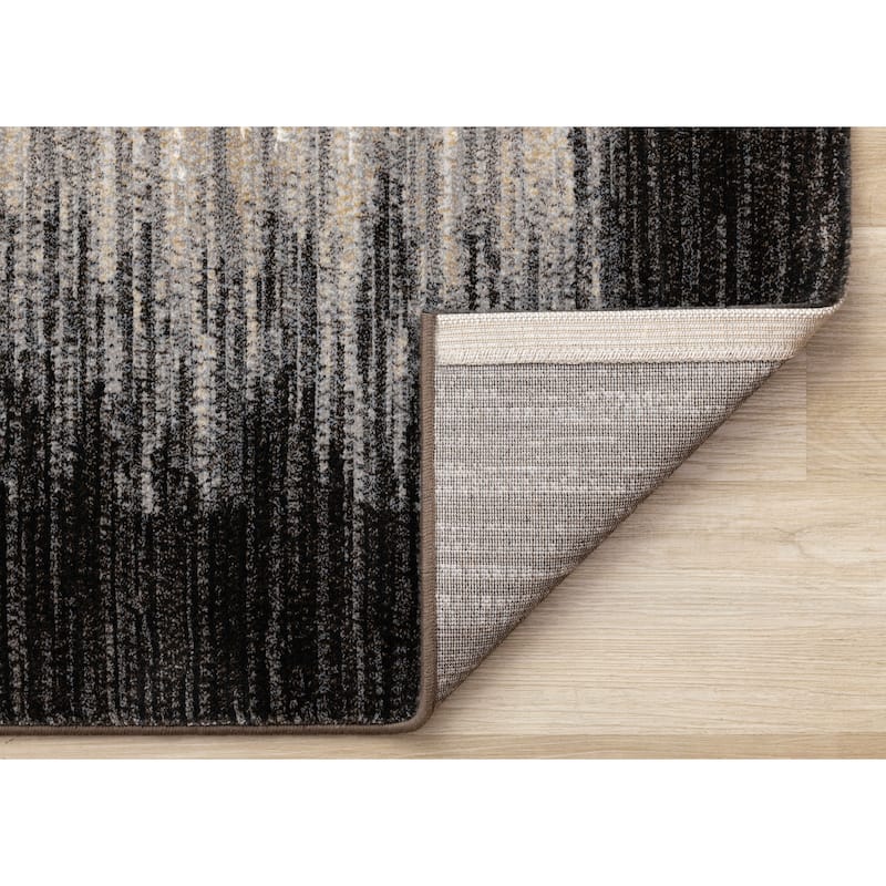 Amelia Collection - Dense Black Beige Border Area Rug
