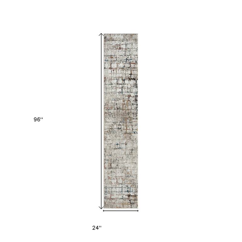Distressed Abstract Area Rug - 2' x 6' Runner