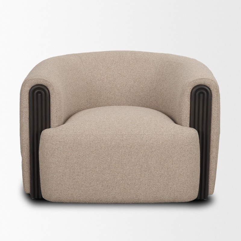 Kornelia Textured Mushroom Fabric Barrel Accent Chair