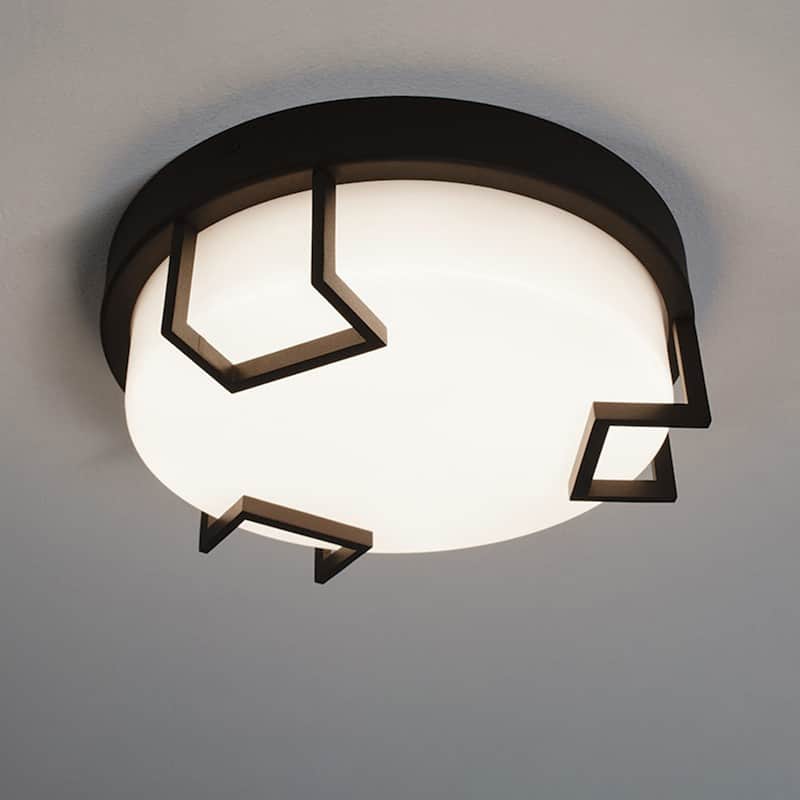 Beaumont 12-inch Textured Bronze LED Outdoor Flush Mount, White Acrylic Shade