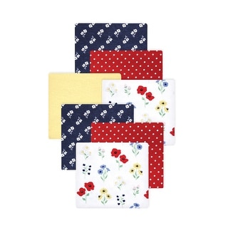 Little Treasure Hudson Baby Girls Cotton Poly Flannel Receiving Blankets Multipack, Red Wildflower, 30x30 inches