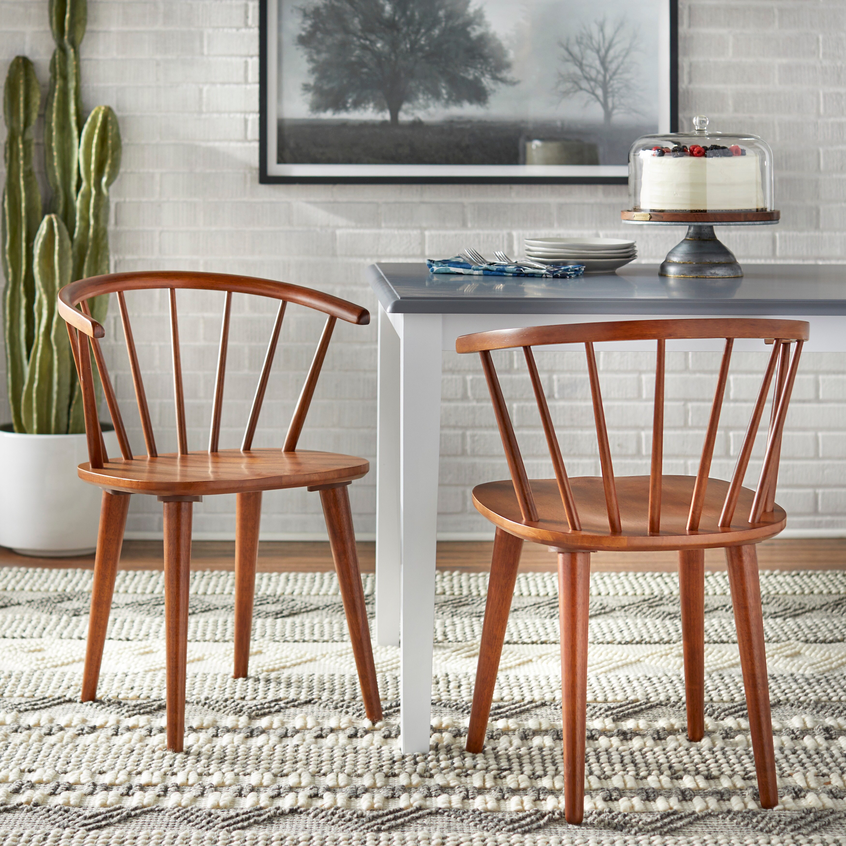 Simple Living Florence Solid Wood Spindle Dining Chairs Set of 2
