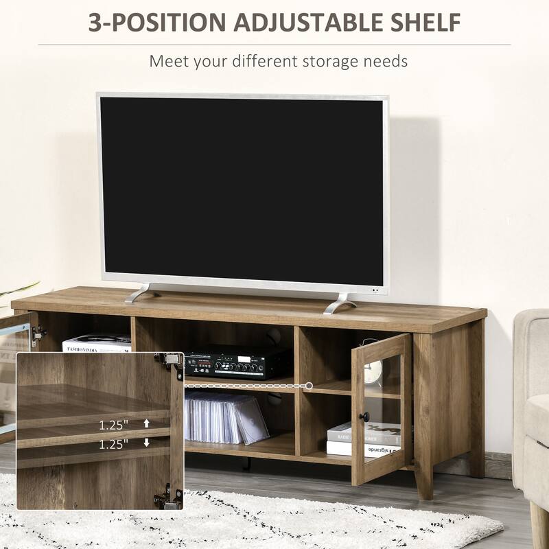 Modern TV Stand with Adjustable Shelves Cable Management and Heavy Duty Capacity - 55" W x 15.5" D x 19.75" H
