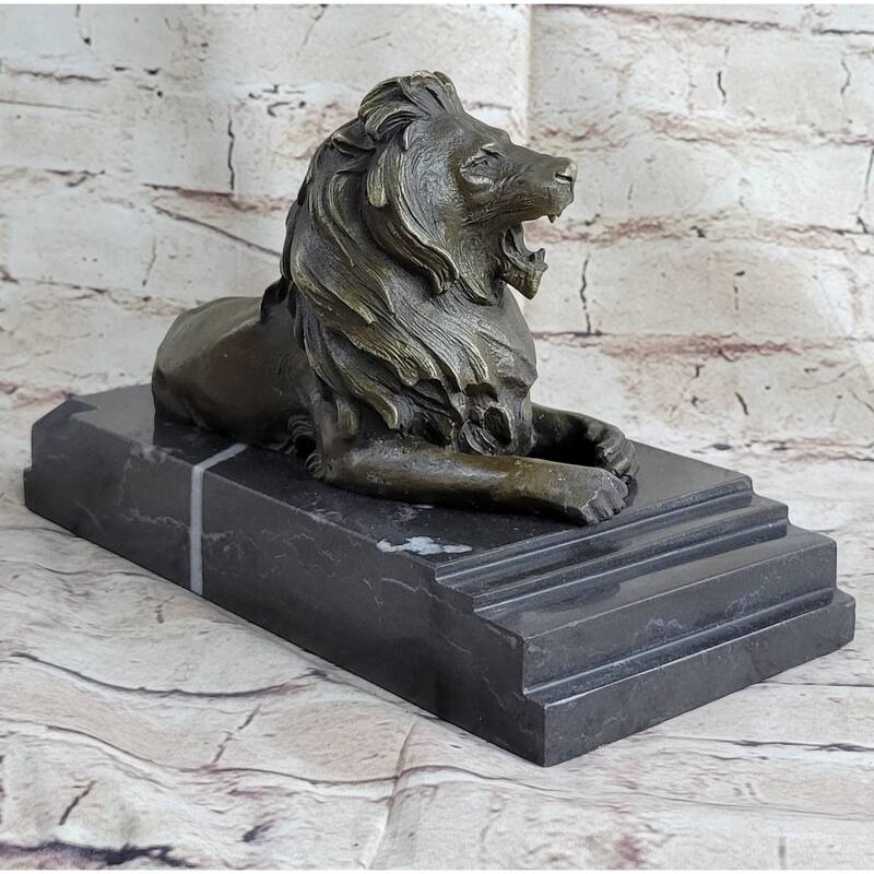 Signed Barye King Of Jungle Lion Bronze Sculpture Vintage Reproduction Art Deco