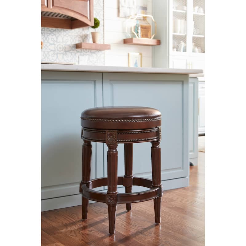 NewRidge Home Chapman Counter Height Swivel Stool, Distressed Walnut Finish - Counter Height