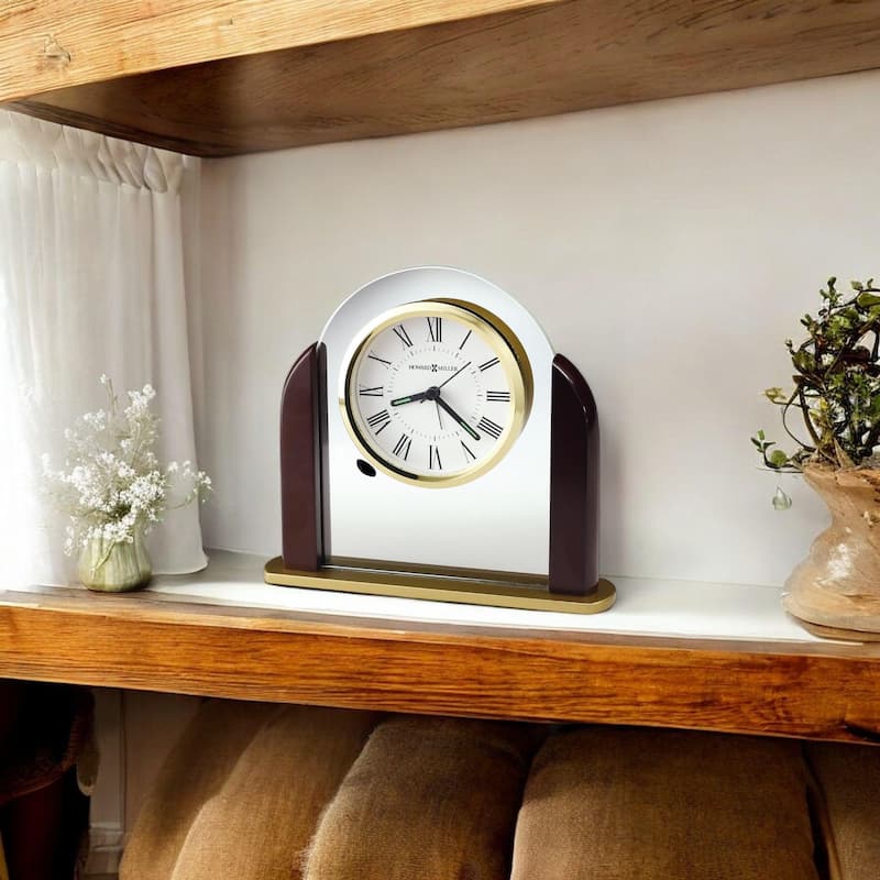 Howard Miller Derrick Classic Traditional Mantel Clock - Brown-Gold