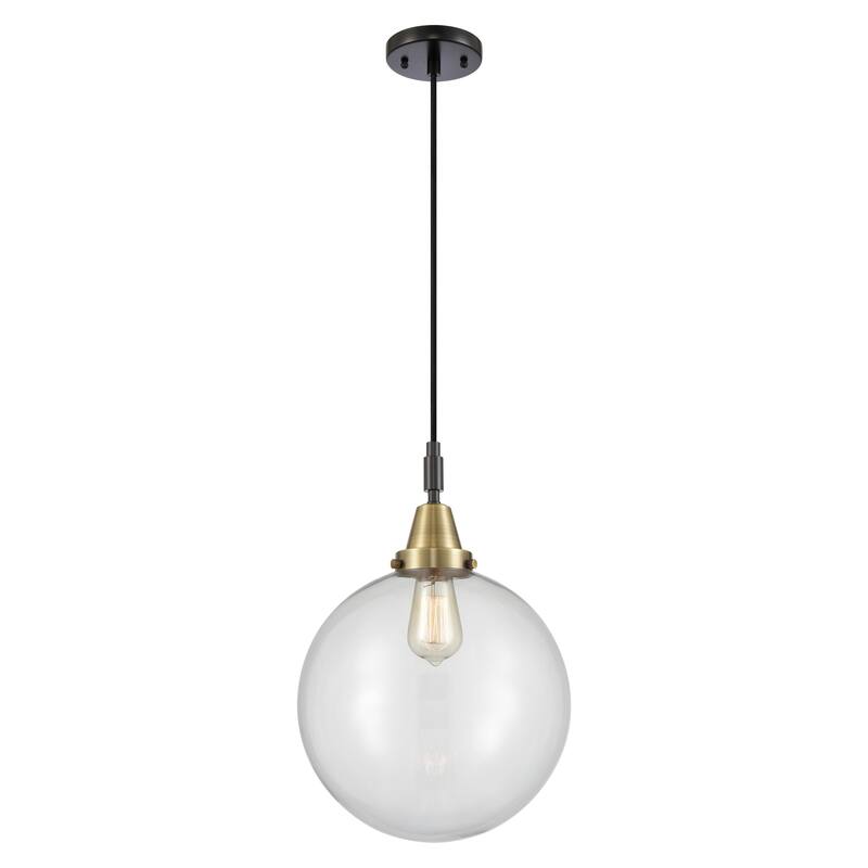 Innovations Lighting Downtown Urban - Caden Beacon - 1 Light 12" Cord Hung Mini Pendant - Clear Shade/Black Antique Brass