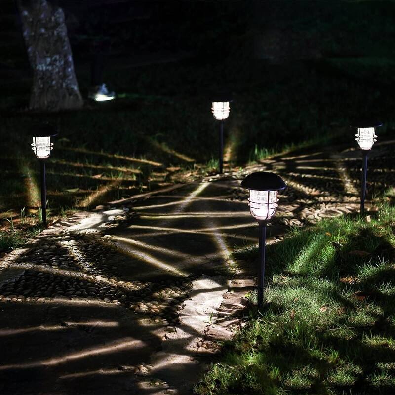 Soltoostar 4 Pack Solar Glass & Metal Pathway Light