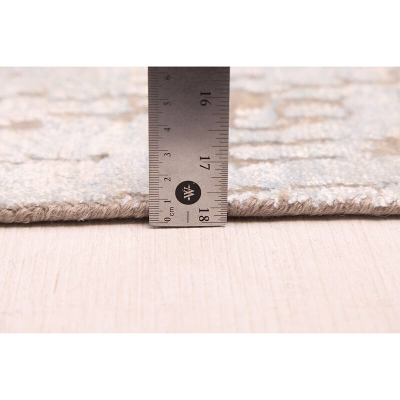 ECARPETGALLERY Hand-knotted Legacy Light Blue Silk, Wool Rug - 2'5 x 10'3