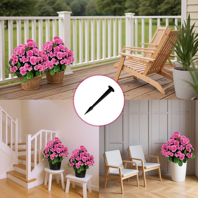 2PCS Artificial Begonias Bush with Ground Spike for Outdoor Indoor Front Porch Garden - 19.7 inch