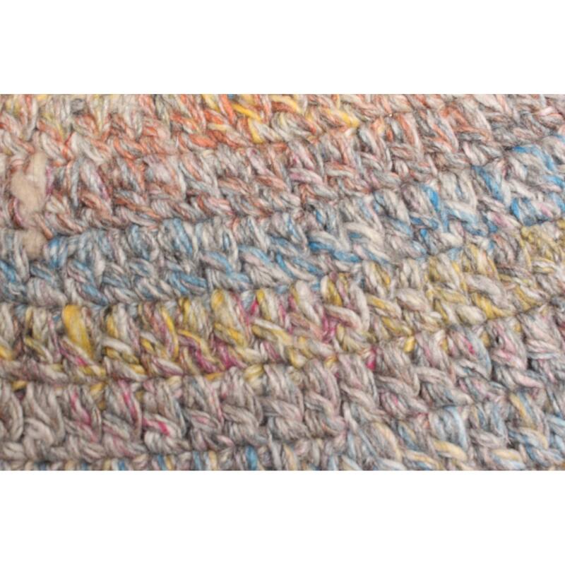 ECARPETGALLERY Braid weave Sienna Grey Wool Rug - 3'4 x 3'4