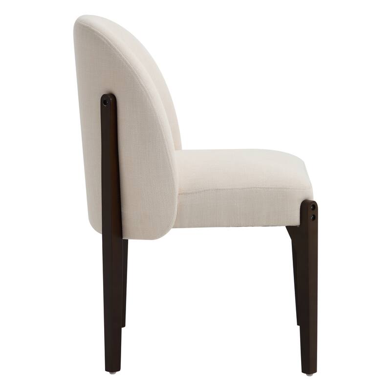 Wooden Dining Chairs Modern Fabric Upholstered Kitchen Chairs Farmhouse - Set of 2