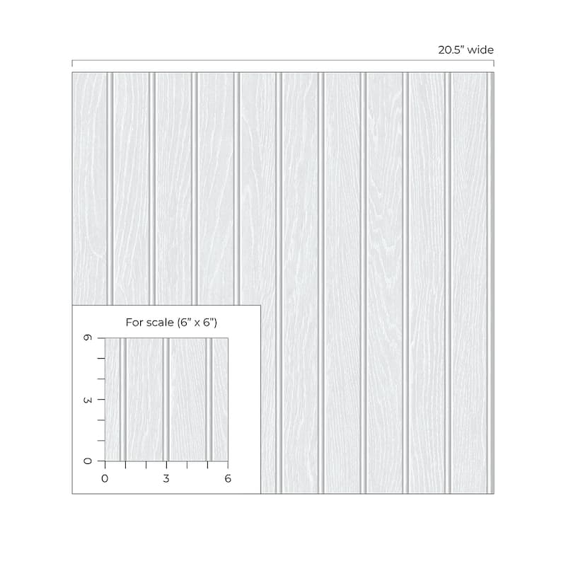 Seabrook Designs Faux Beadboard Prepasted Wallpaper - 20.5 in. W x 33 ft. L