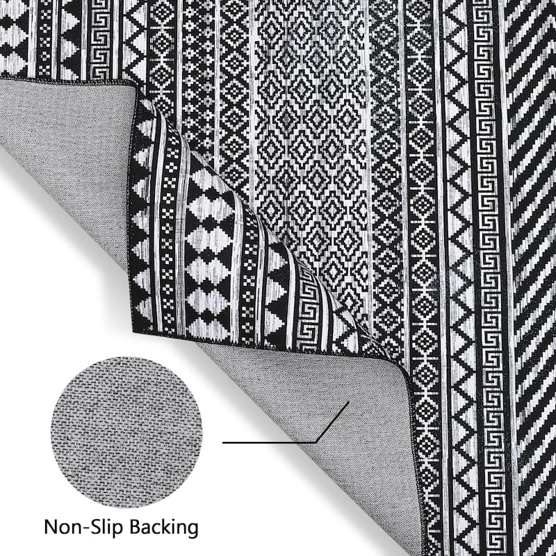 Garvee Moroccan Geometric Machine Washable Area Rug