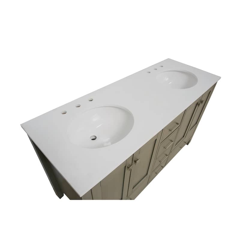 KitchenBathCollection Horizon 60" Double Bathroom Vanity with Engineered White Top
