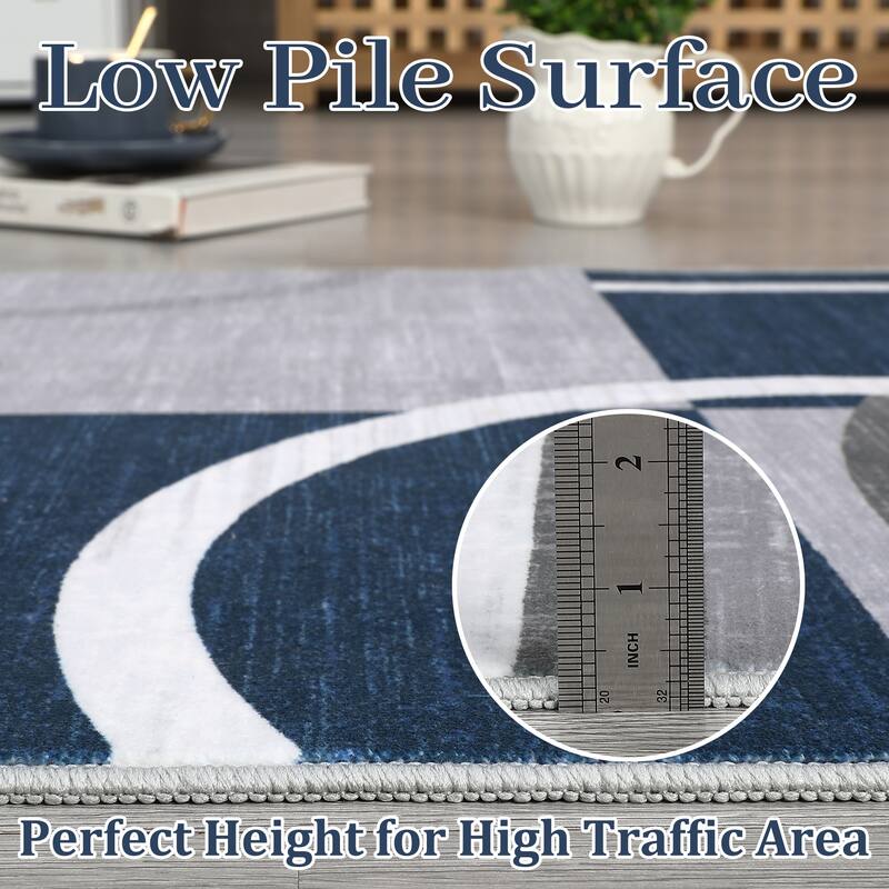 Washable Rugs for Living Room Bedroom Circles Pattern Rug Modern Geometric Area Rug
