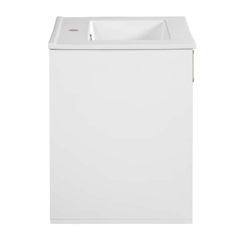 20" Wall Mounted Bathroom Vanity with White Integrated Ceramic Sink - 20.3'' x 18.5'' x 24''