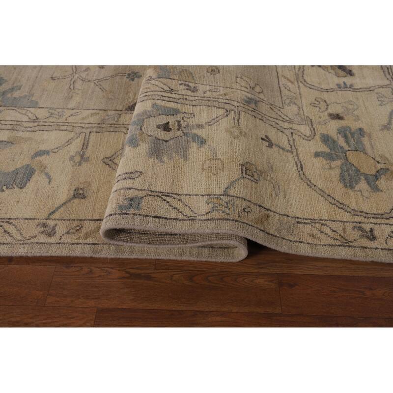 Oushak Turkish Area Rug Beige Hand-Knotted Wool Carpet - 8'1"x 10'1"