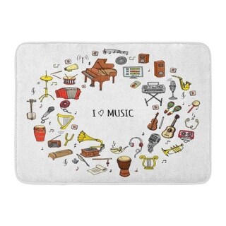 Shop Doodle I Love Music Musical Instrument Symbols Collections Cartoon Sound Notes Piano Guitar Violin Doormat Floor Rug Multi On Sale Overstock 31777015