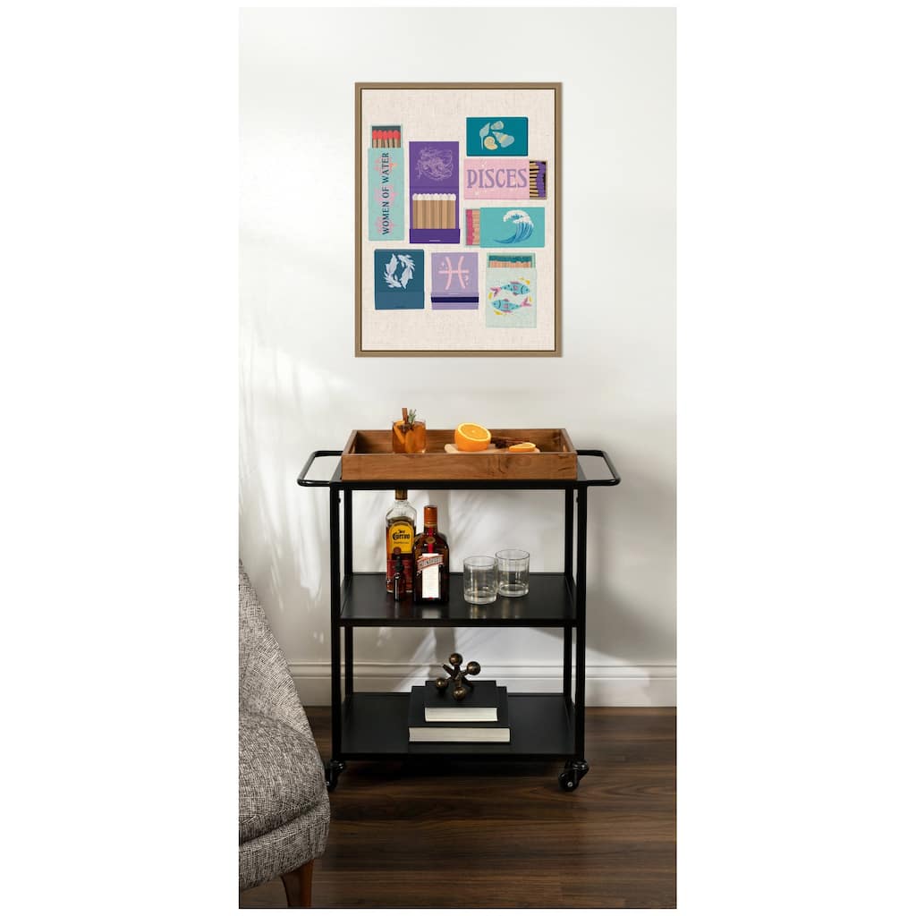 Kate and Laurel Pisces Matchbooks Linen FC by Megan Ryan Framed Canvas Wall Art Print