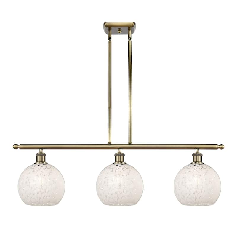 Innovations Lighting 516-3I-11-36-White Mouchette-Indoor Pendant Large - Antique Brass / White Mouchette