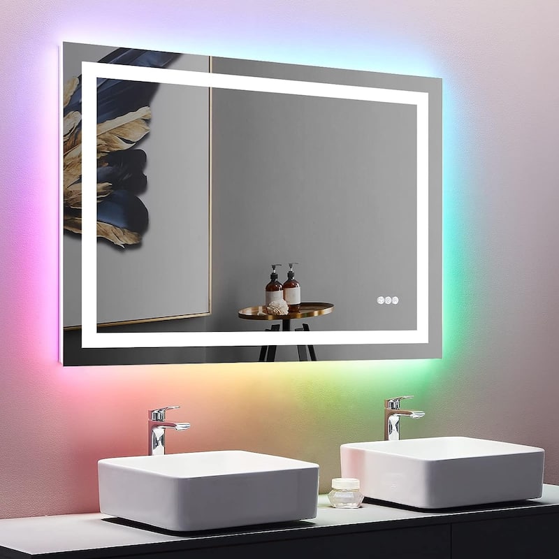 LED & RGB Lighted Anti-Fog Temperd Glass Wall Bathroom Vanity Mirror