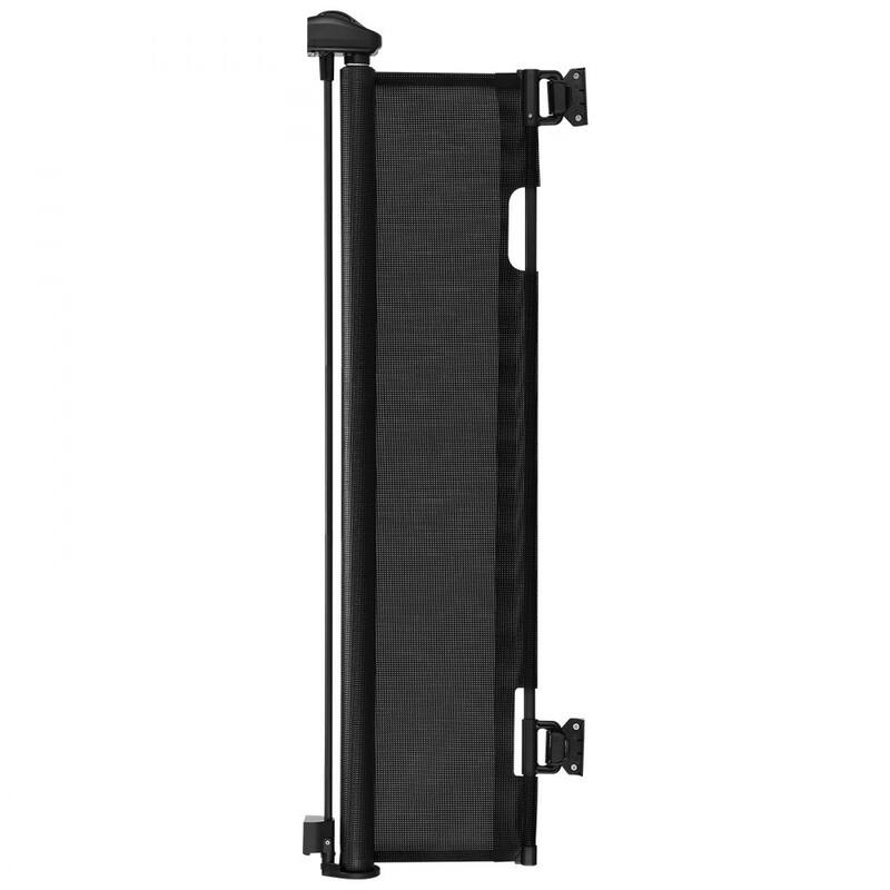 Retractable Baby Gate with Escape-Proof Bottom Hook and Mesh Design for Kids and Pets Safety