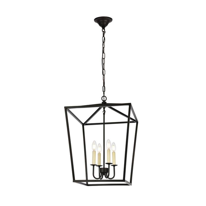 Elegant Lighting Pendant Light D17 H24.25 Lt:4 Black Finish - 17"Dx17"Wx24.25"H