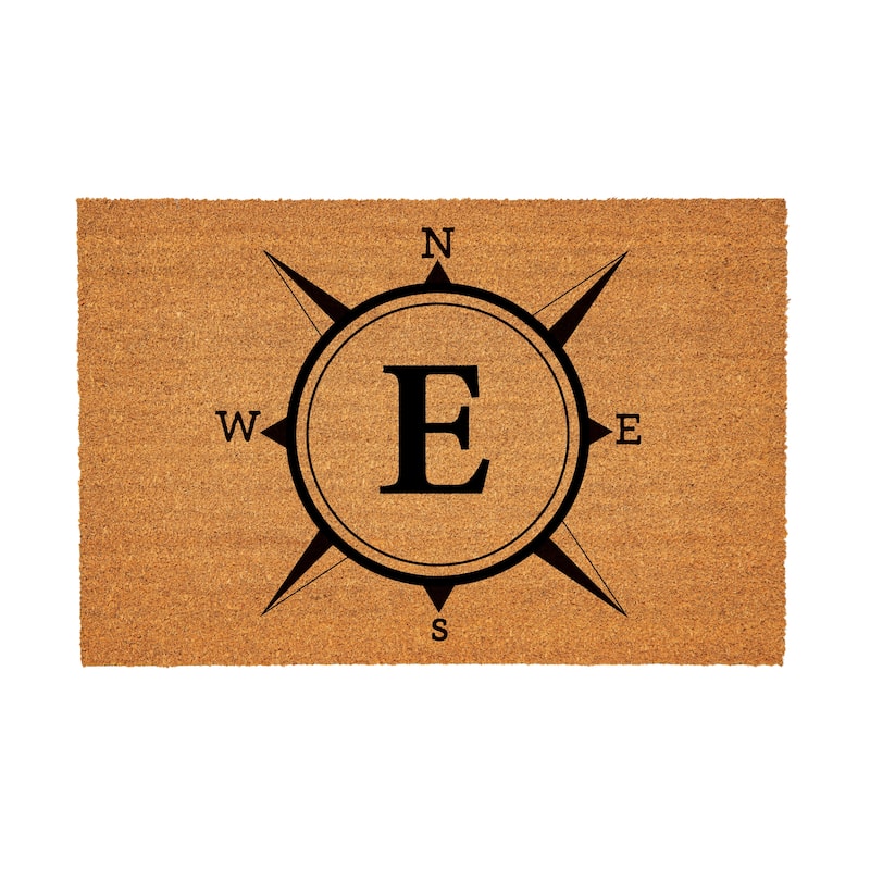 Coastal Coir Mat Compass Monogram 36"x24" - Letter E
