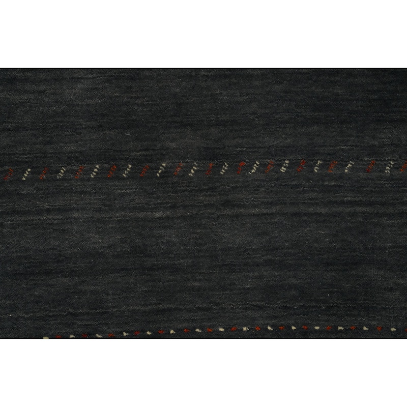 Hand Knotted Oriental 100% Wool Carpet Tribal Animal Pictorial Greys & Charcoal Gabbeh Area Rug - 5' 5'' X 3' 0''